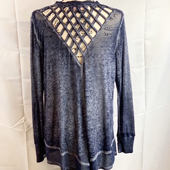 Free People Sweaters - Olivia Sky Lattice Triangle Back Open Cardigan